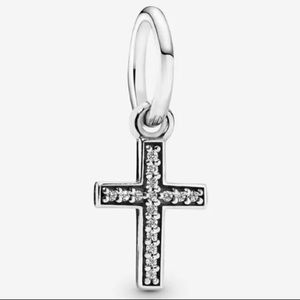 Pandora sparkling cross dangle charm.